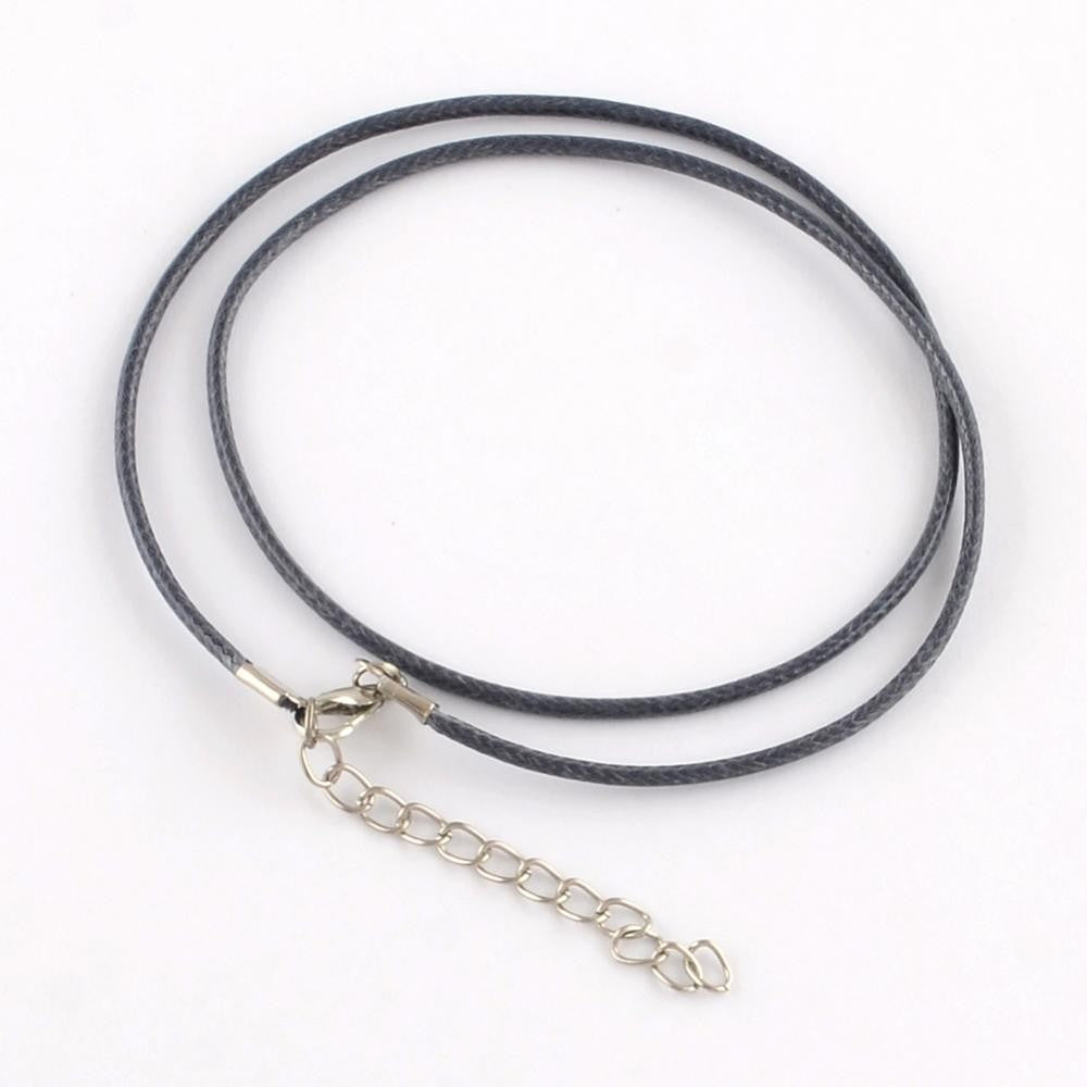 Colliers tour de cou 1,5 mm coton ciré fermoir mousqueton et chaînette (5 pièces)