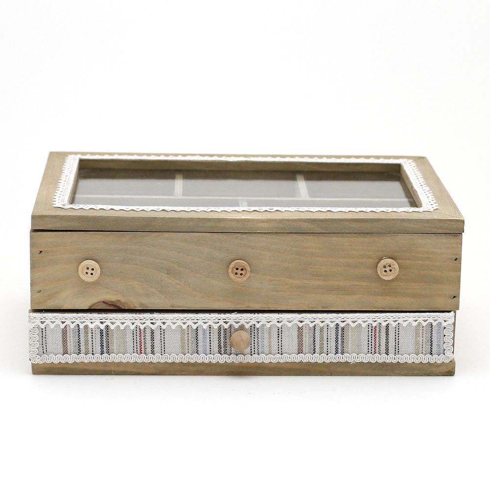 Boîte à bijoux bois et tissu