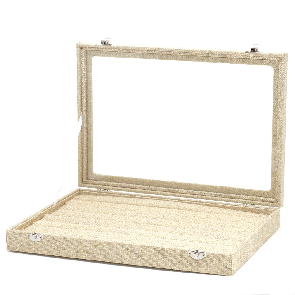 Coffret mallette pour bagues toile de jute