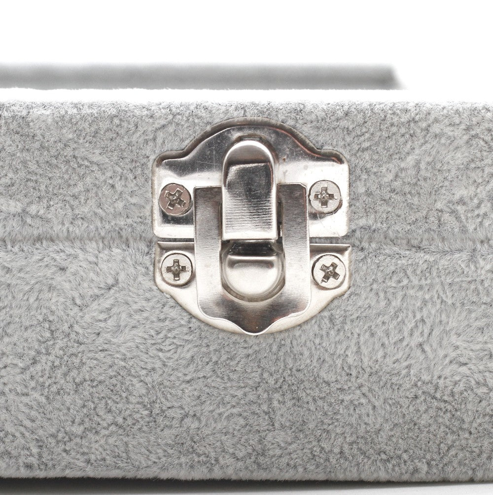 Coffret mallette pour bagues velours épais gris
