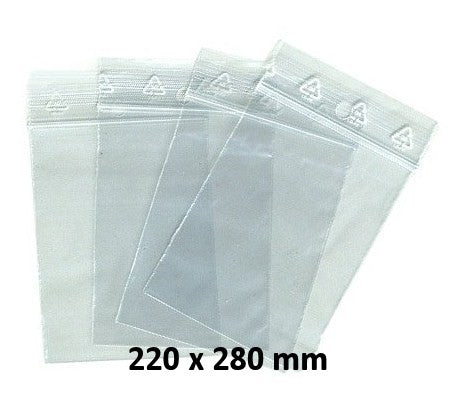 Sachets pochettes plastique zip  220 x 280 mm