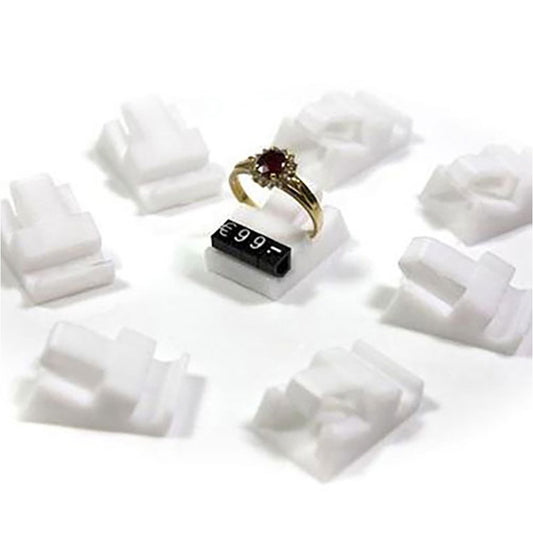 Supports bagues blancs pour cubes étiquette prix (10 pièces)