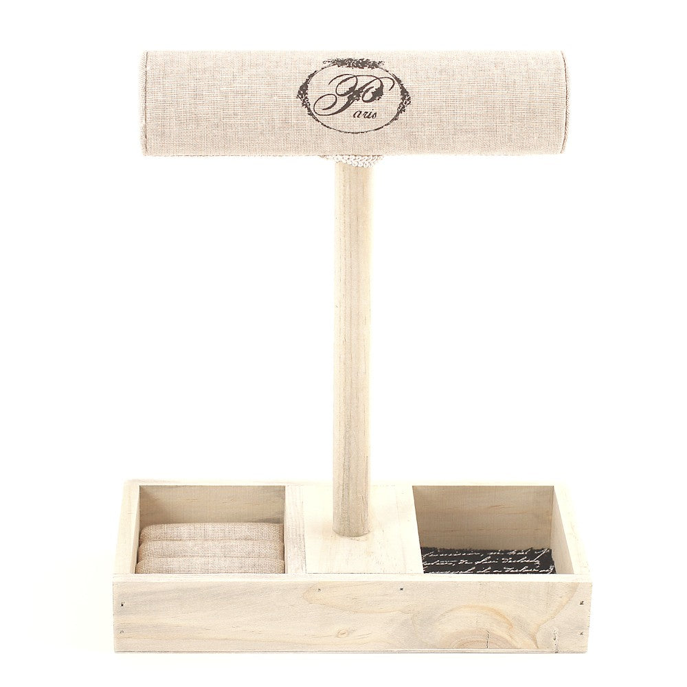 Jonc porte bracelet 1 rang bois et tissu Paris