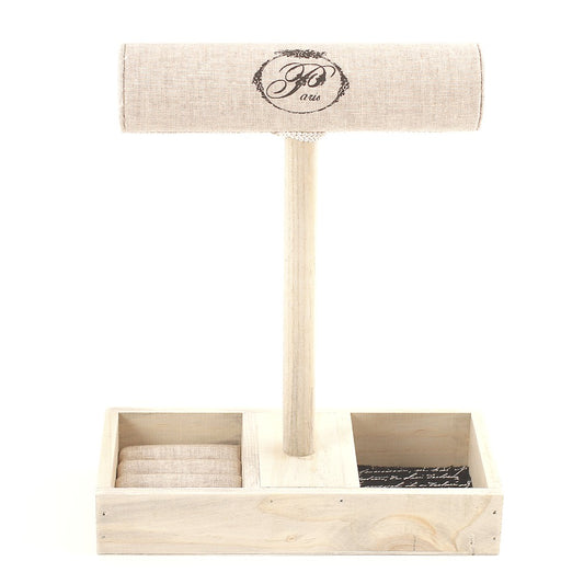 Jonc porte bracelet 1 rang bois et tissu Paris
