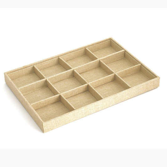 Plateau bijoux à 12 compartiments toile de jute