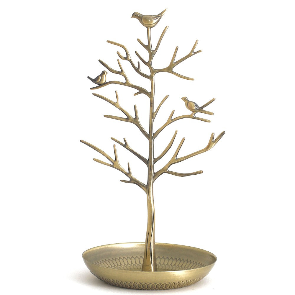 Porte bijoux arbre métal avec corbeille