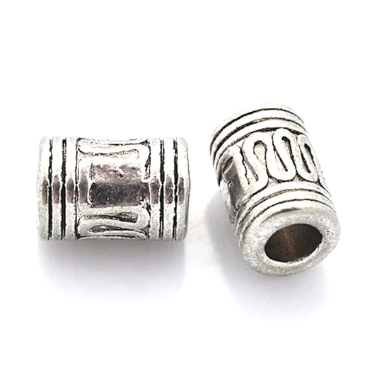 Perle tube tibétaine en métal 10x7mm