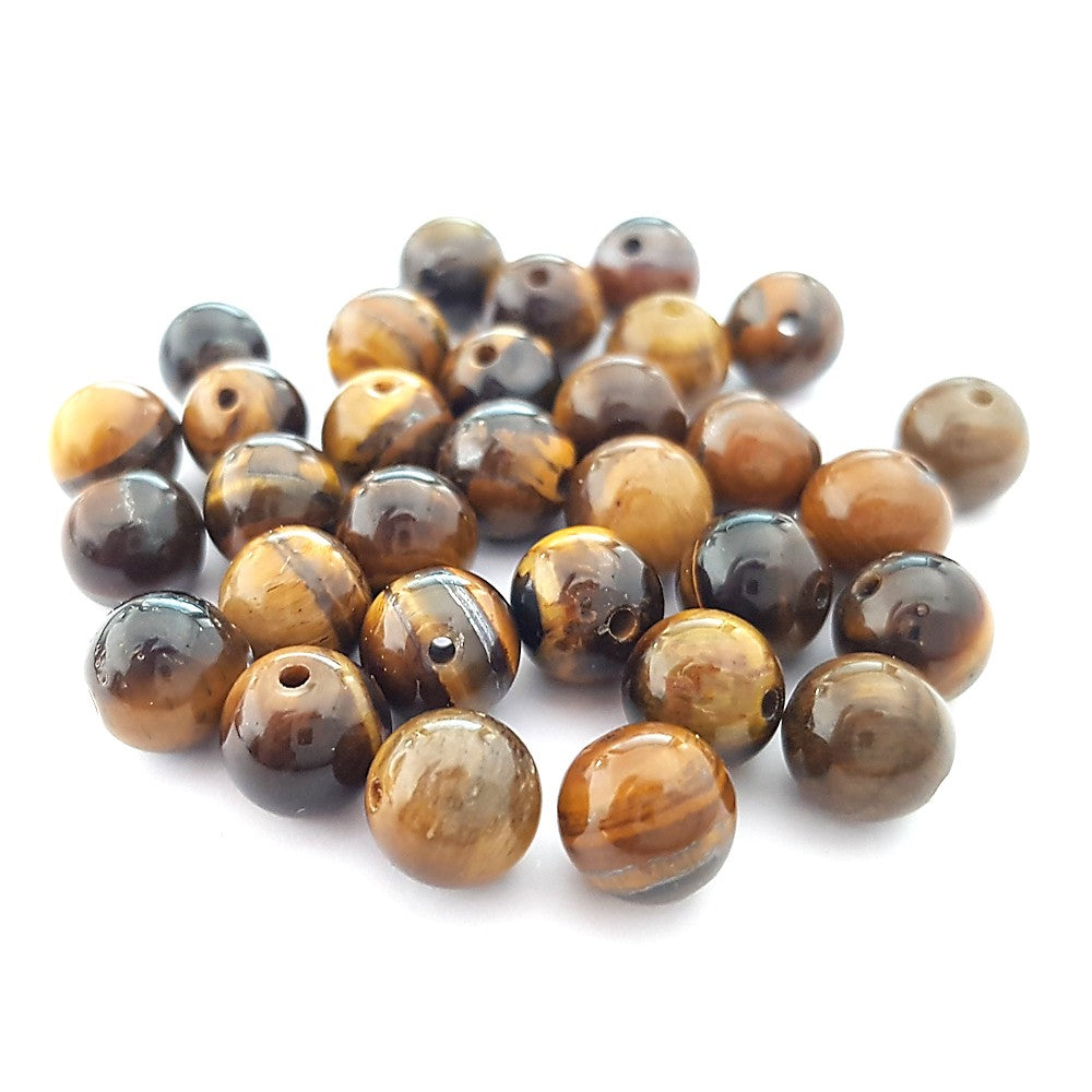 Perles rondes pierre gemme naturelle oeil de tigre