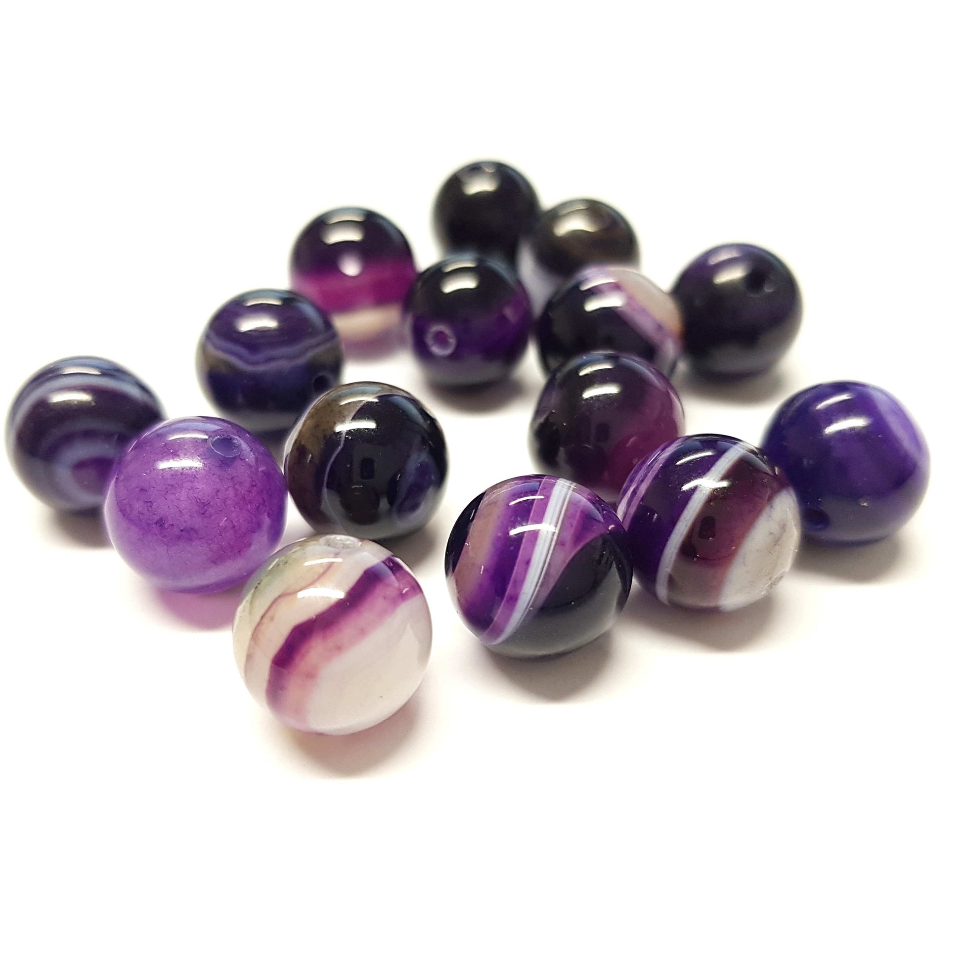 Perles rondes pierre gemme naturelle agate striée