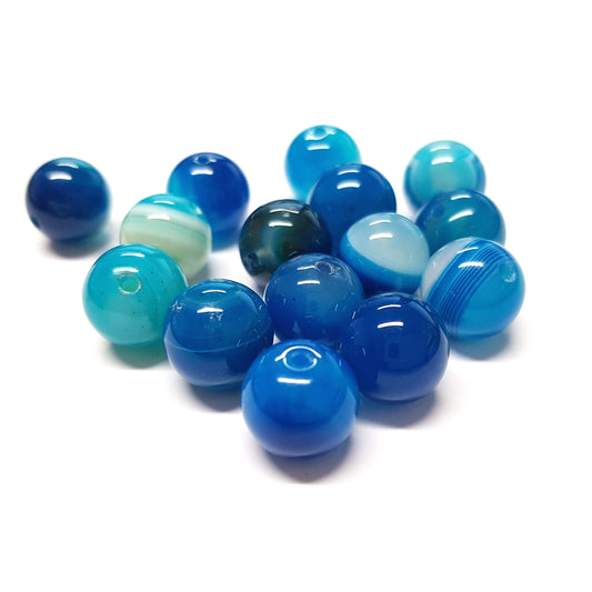 Perles rondes pierre gemme naturelle agate striée