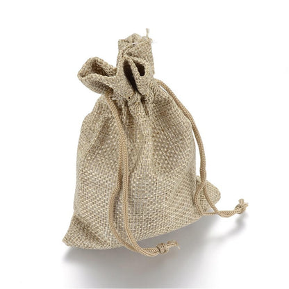 Pochettes jute 18x13 cm avec cordon lot de 10