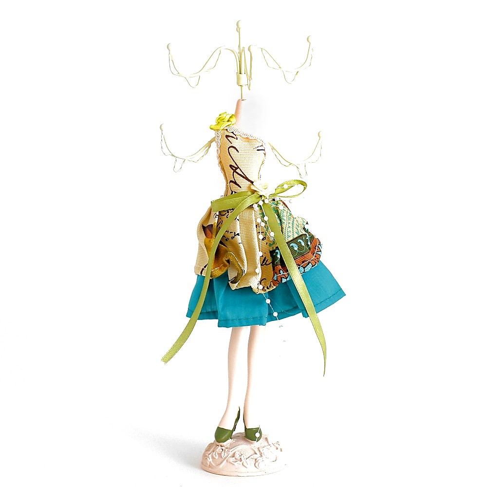 Porte bijoux mixte poupée robe bariolée
