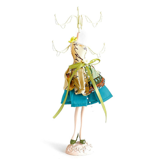 Porte bijoux mixte poupée robe bariolée