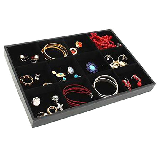 Plateau bijoux à 12 compartiments en velours