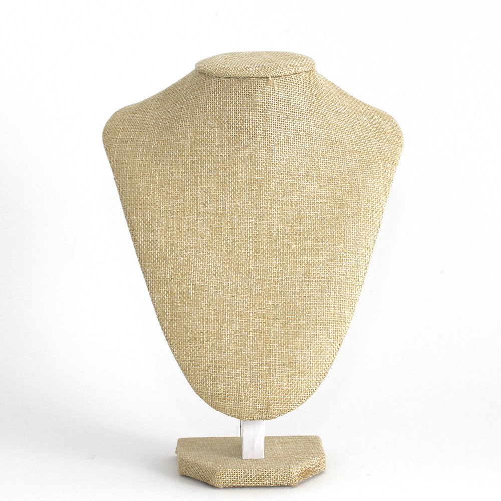 Buste porte collier toile de jute 26 cm