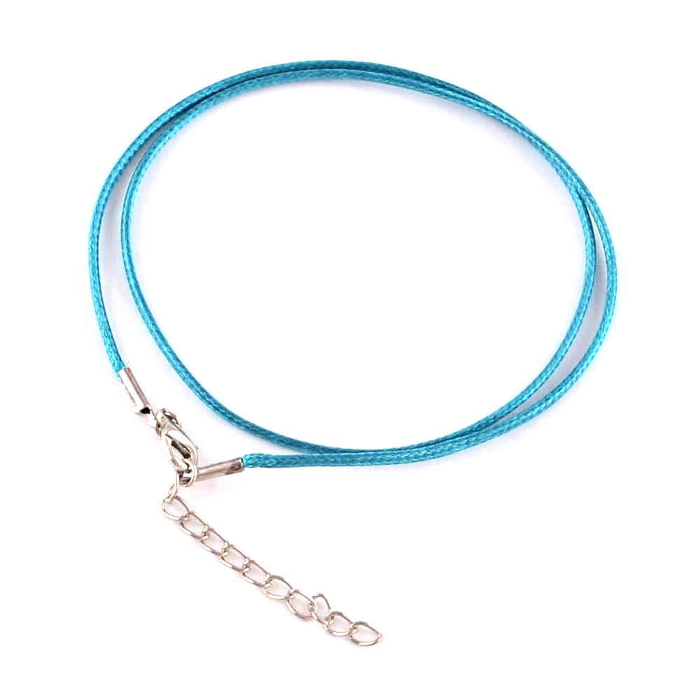 Colliers tour de cou 1,5 mm coton ciré fermoir mousqueton et chaînette (5 pièces)