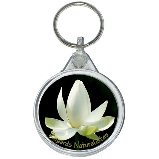 Porte clé photo lotus blanc