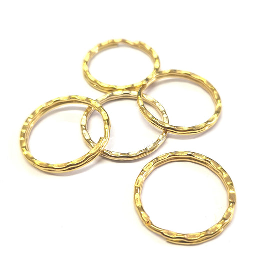Anneaux support porte clé 25mm martelé (5 pièces)