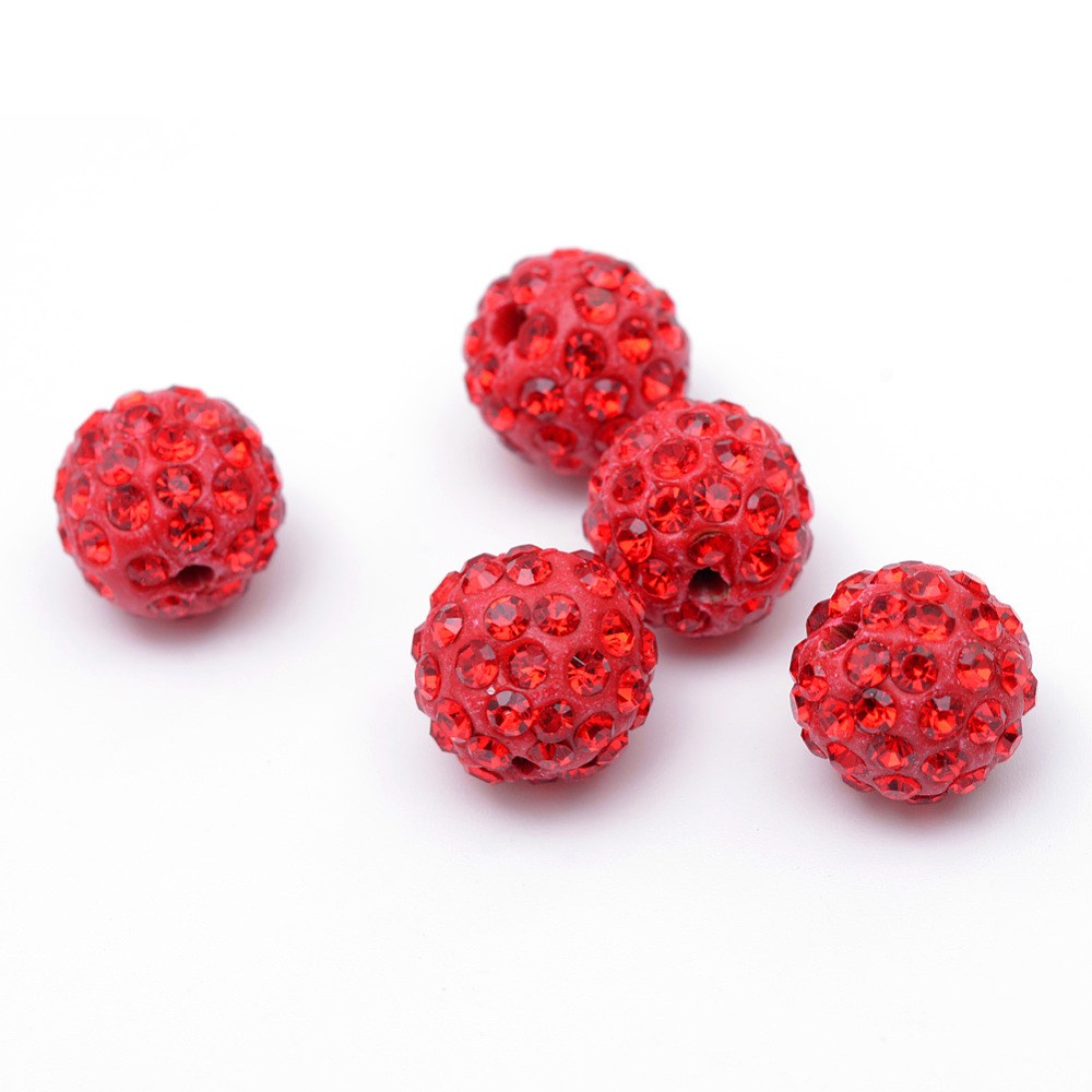 Perles rondes polymère avec strass 10mm (5 pièces)