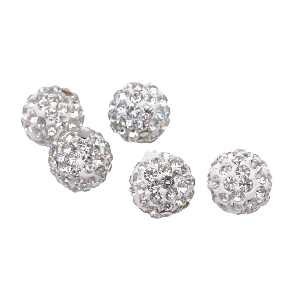 Perles rondes polymère avec strass 10mm (5 pièces)