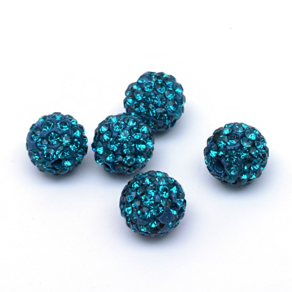 Perles rondes polymère avec strass 10mm (5 pièces)