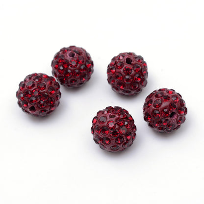 Perles rondes polymère avec strass 10mm (5 pièces)