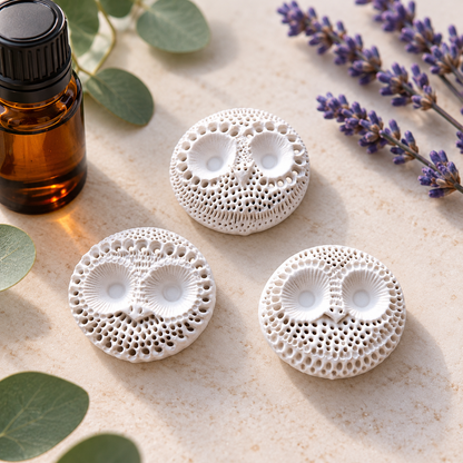 🦉 Trio de Chouettes & Hiboux – Diffuseurs de Parfum Artisanaux en Plâtre Céramique
