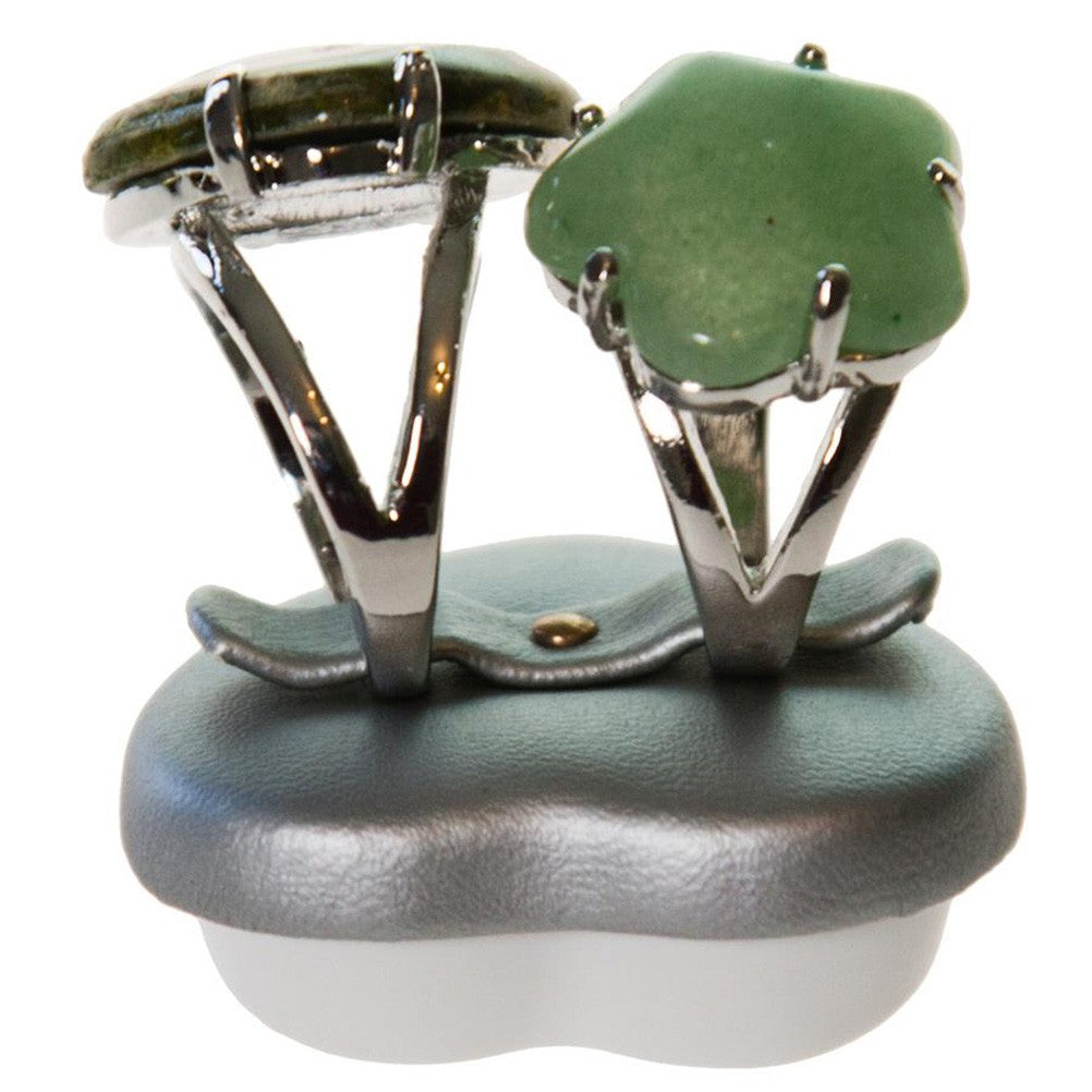 Mini presentoir bague alliance cœur simili cuir (2 bagues)