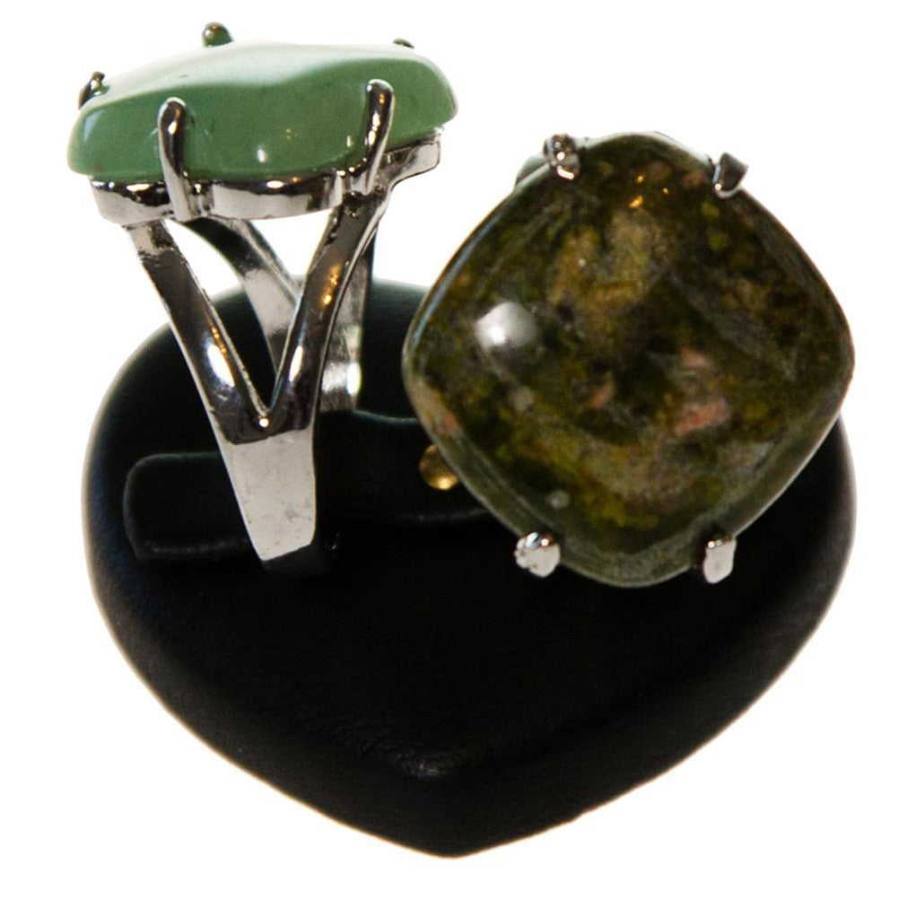 Mini presentoir bague alliance cœur simili cuir (2 bagues)