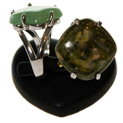 Mini presentoir bague alliance cœur simili cuir (2 bagues)