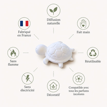 🐢 Lot de 4 diffuseurs de parfum – Tortues en plâtre céramique  Fabrication française • Création artisanale