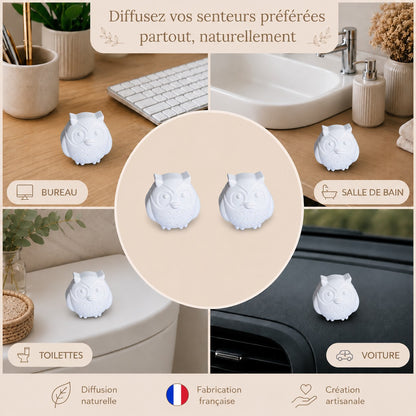 🦉 Diffuseurs de Parfum Chouettes & Hiboux x2 – Création Artisanale Française