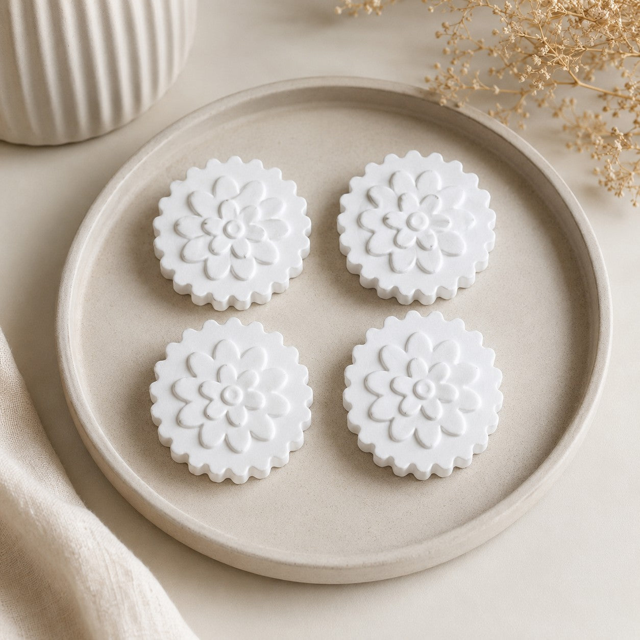 🐢 Galets diffuseurs à parfumer en forme de fleur – Lot de 4