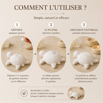 🐢 Lot de 4 diffuseurs de parfum – Tortues en plâtre céramique  Fabrication française • Création artisanale