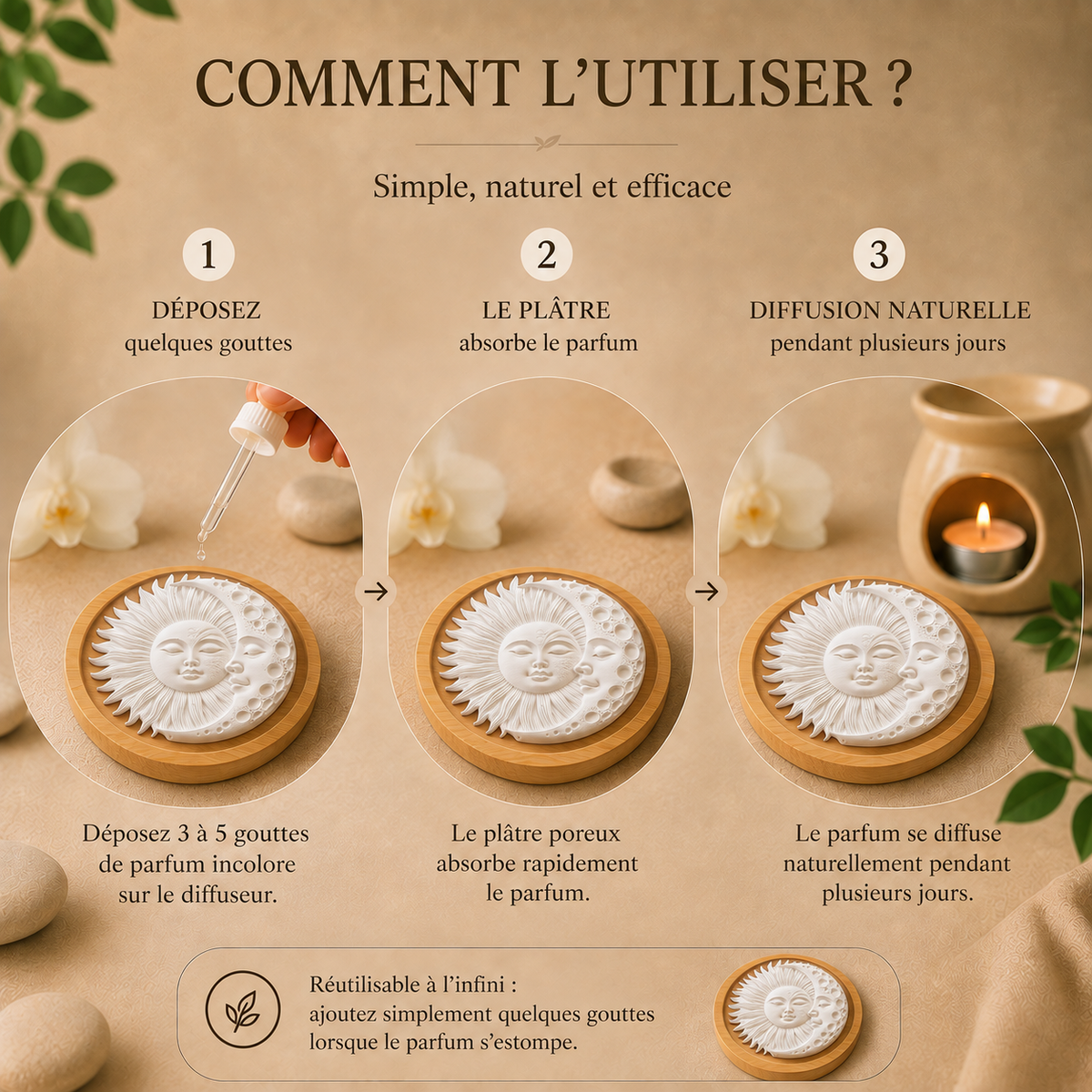 Diffuseur de Parfum Soleil & Lune – Création Artisanale Française ☀️🌙