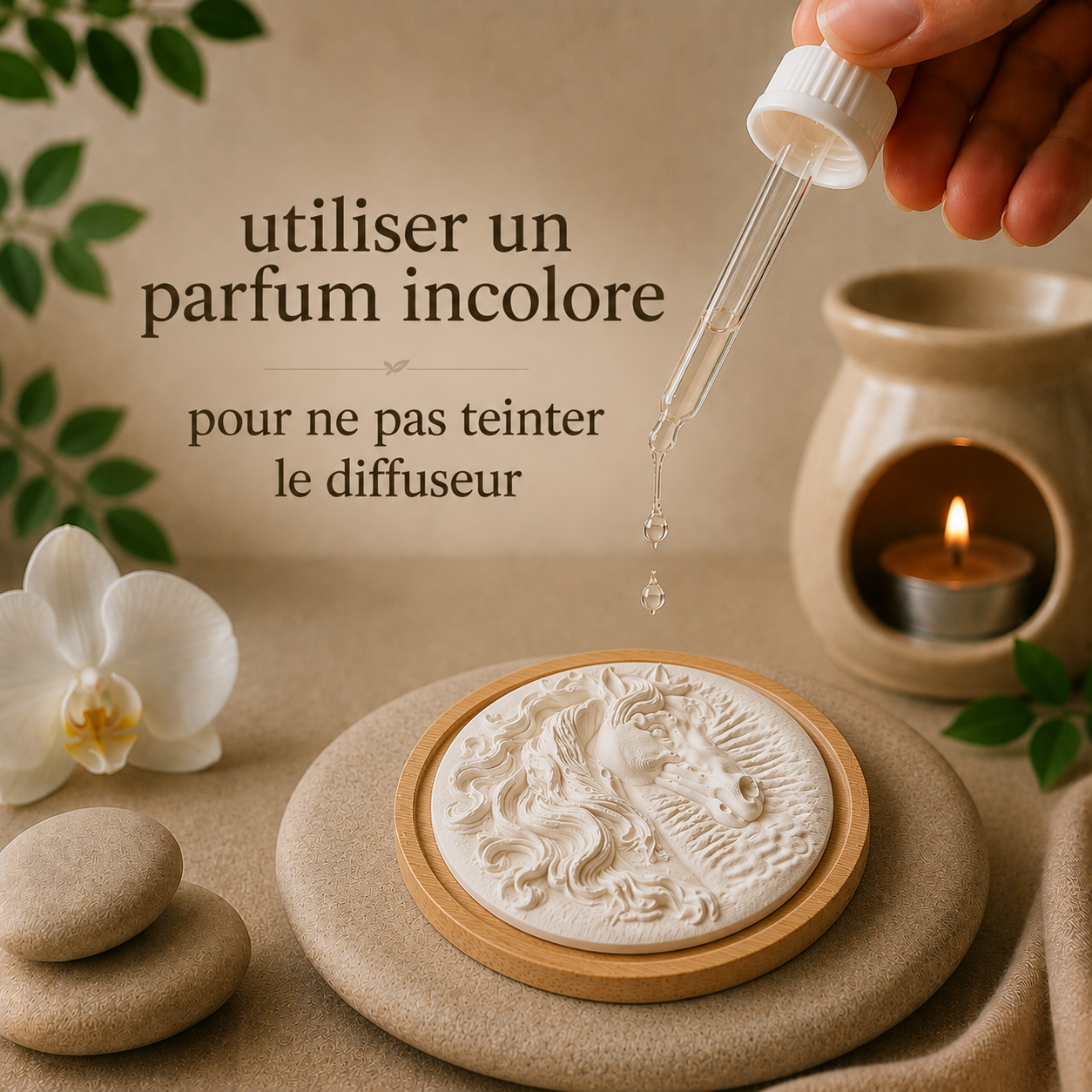 Diffuseur de parfum Tête de Cheval sur support en bambou