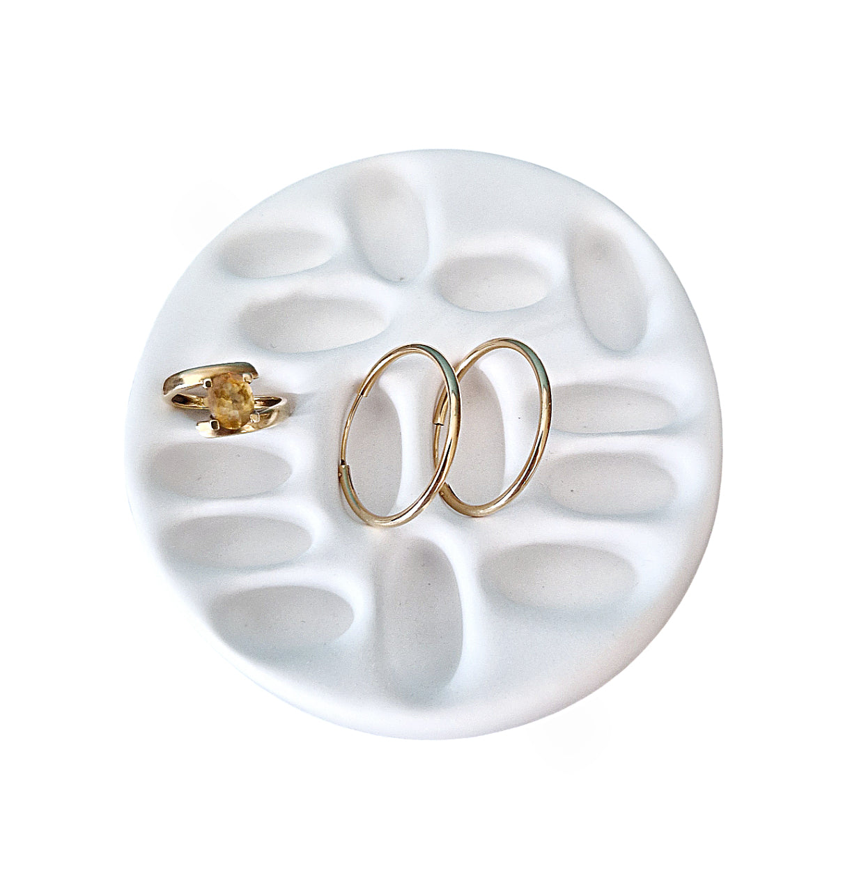 Plateau bagues artisanal en plâtre céramique – Plateau bijoux décoratif