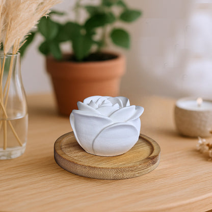 Diffuseur de parfum en plâtre céramique en forme de rose – Diffusion à froid, création artisanale