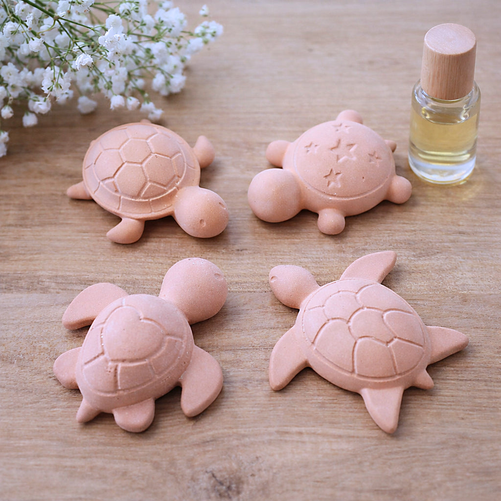 🐢 Lot de 4 diffuseurs de parfum – Tortues en plâtre céramique  Fabrication française • Création artisanale